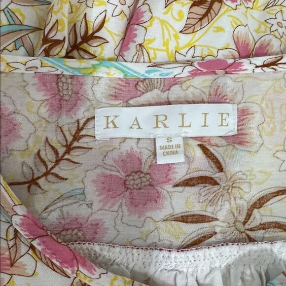 Karlie Floral Print Boho Relaxed Fit Dress In Pink And Yellow Size S - Picture 8 of 12
